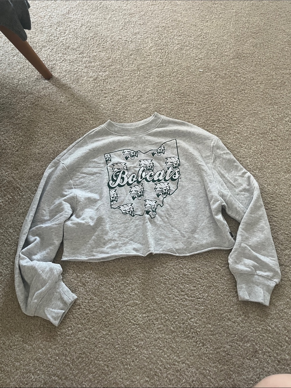 Bobcats Cropped Crewneck Sweatshirt - Gray